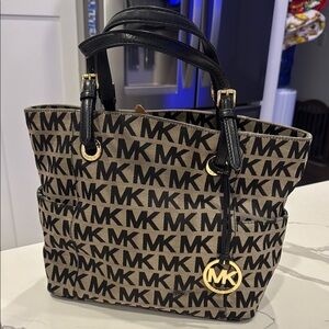 Michael Kors Black and Tan Tote Bag